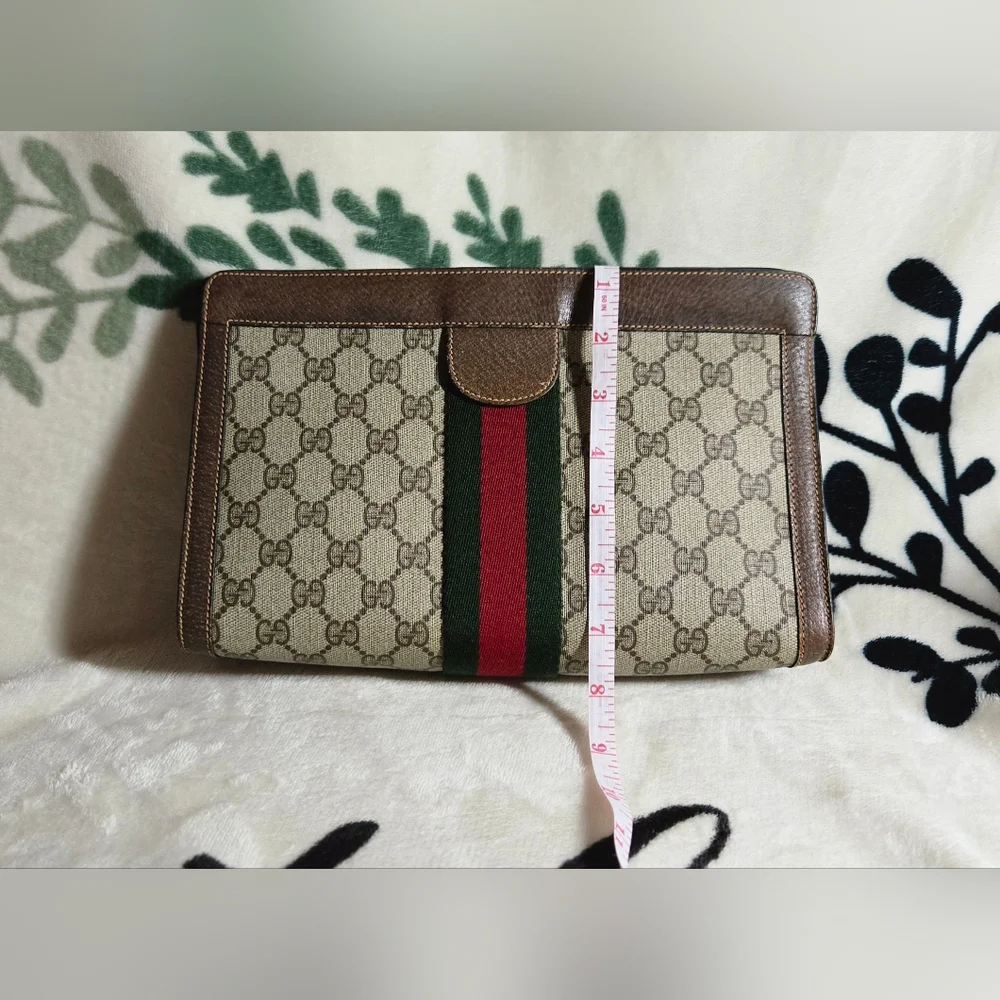 💯 Authentic Vintage Gucci Supreme Web Sherry Line Clutch - Picture 10 of 12